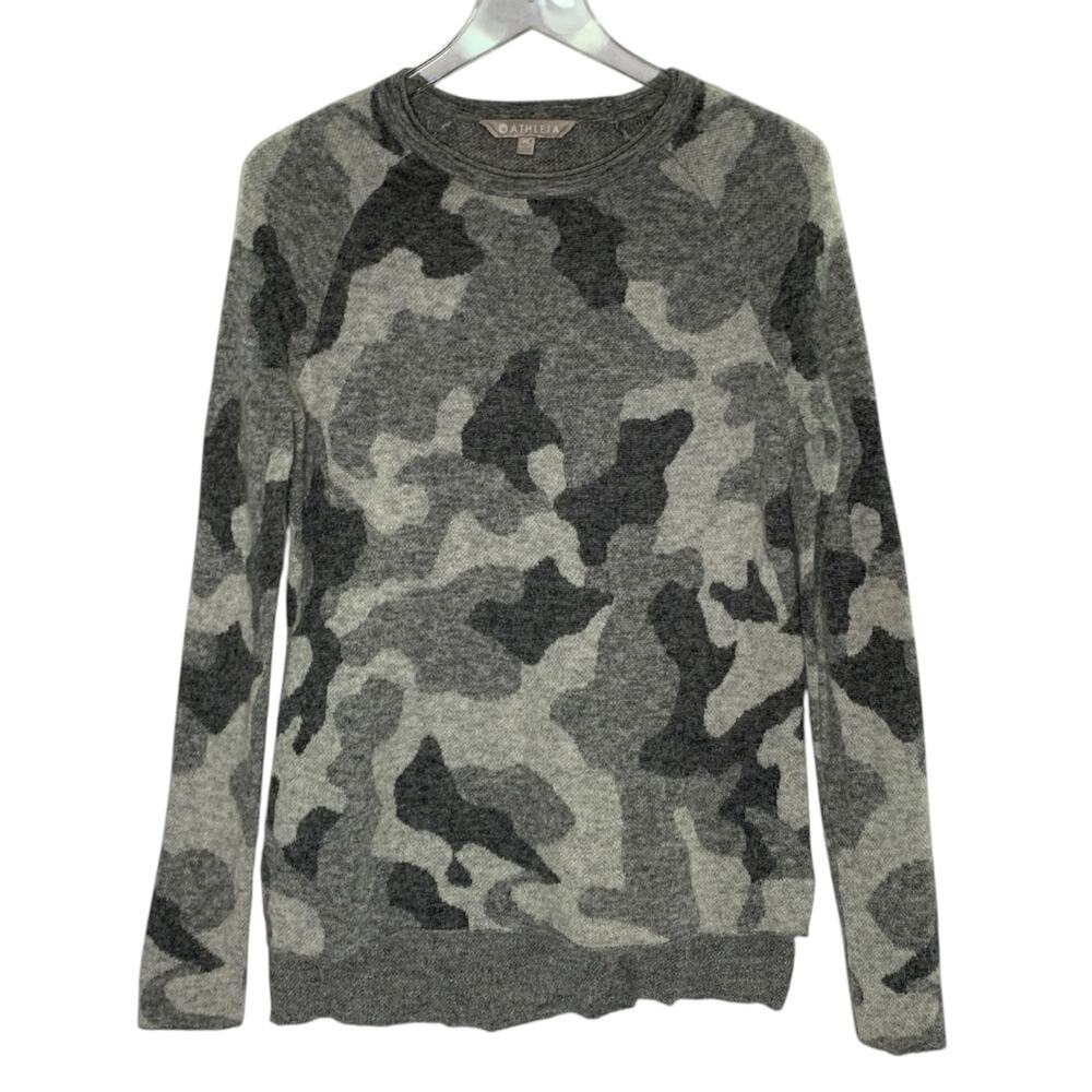 ATHLETA XS Gray Undercover Camo Pullover Sweater Alpaca Blend lounge